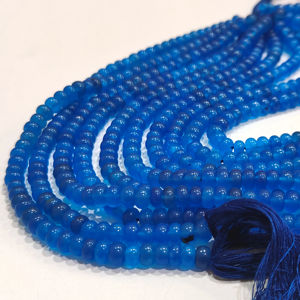 Perles de pierres précieuses en quartz bleu royal de haute qualité, rondes, lisses, 6 mm, EMINENT JEWEL, vendues par brin, 8 pouces de long - Product Image 1