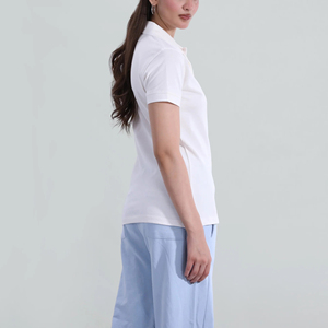 Logo personnalisé OEM 100% polo en coton pour femmes de haute qualité couleur blanche unie respirant style décontracté slim fit polo pour femmes - Product Image 5