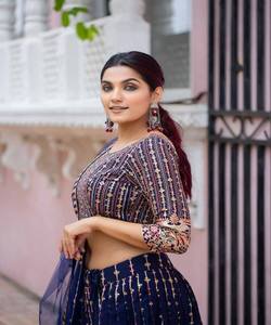 Vêtements de mariage georgette broderie avec fil travail lehenga choli avec dupatta fête porter meilleur prix textile vêtement - Product Image 6