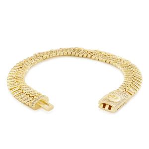 VVS Moissanite diamants taille ronde or jaune glacé Bracelet à maillons cubains Bracelet de style Hip Hop pour hommes en argent sterling 925 - Product Image 5