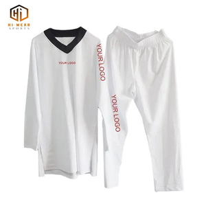 Taekwondo Uniforms Black <b>Neck</b> in Polyester Spandex Fabric Stretch Breathable <b>Light</b> Weight Unisex Adult Slim Fit Training - Product Image 4