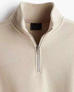 Sweat-shirt en molleton de coton surdimensionné pour homme, col montant, fermeture éclair quart de tour, col montant, sweat-shirts personnalisés en grande taille - Product Image 2