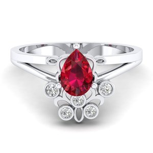 Anillo de Oro Amarillo de 14K con Moissanita de Lujo REYES, Recién Llegado, Corte Pera, Gema de Rubí de 0.75 Quilates, Joyería de Regalo de Boda para Mujer - Product Image 5
