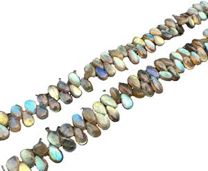 Gema de labradorita Natural, 52 piezas, cuentas de Briolette de pera lisa, fabricante al por mayor, auténtico, alta calidad - Product Image 1