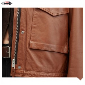 Chaqueta Bomber de Pana y Cuero de Alta Calidad al por Mayor 2025, Talla Grande para Mujer, Transpirable, Ecológica, Impermeable, con Forro de Seda a Rayas - Product Image 5