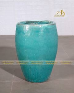 Blue-Green <b>Glazed</b> Ceramic <b>Pot</b> GL074-AQ for Home Decor for <b>Plants</b> Garden Miniature Landscapes - Product Image 4