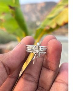 Anillo de plata esterlina ajustable con estrella colgante, joyería minimalista Bohemia apilable hecha a mano para mujer, regalo único - Product Image 2