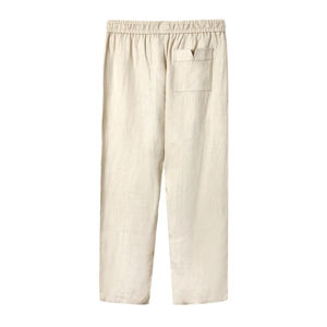 Pantalones de salón de lino de uso diario para hombre al por mayor ajuste holgado relajado con un pantalón con cordón oculto para hombre - Product Image 2