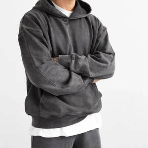 Sweats à capuche délavés vierges pour hommes lourds Logo personnalisé 100% sweats en coton éponge français surdimensionné unisexe Streetwear Hoodies - Product Image 4