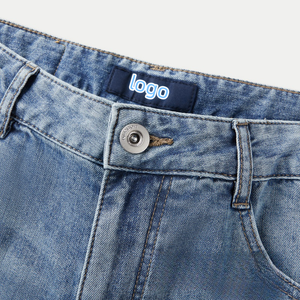 กางเกงยีนส์ทรงตรงเอวกลางคุณภาพสูงสำหรับผู้ชายไซส์ใหญ่ แต่งโลโก้สไตล์สตรีท ดีไซน์ขาดๆ แต่งผ้าปะติดเป็นมิตรกับสิ่งแวดล้อม - Product Image 3