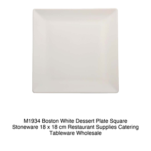 จานขนมหวานสีขาวทรงสี่เหลี่ยม M1934 Boston ทำจากเซรามิก ขนาด 18 x 18 ซม. อุปกรณ์ร้านอาหาร จัดเลี้ยง ภาชนะบนโต๊ะอาหาร ขายส่ง - Product Image 2