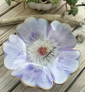 ชามเรซินสีฟ้าน้ำทะเลขนาดใหญ่อีพ็อกซี่ที่สวยงามพร้อมเกล็ดและสำเนียงทองสำหรับตกแต่งบ้านไอเดียของขวัญชามตกแต่ง - Product Image 2