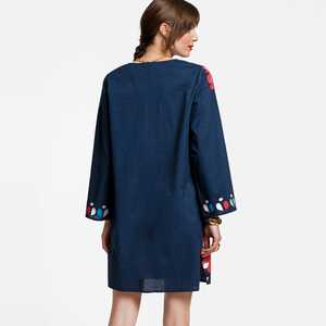 Top vente nouvelles femmes Collection chaude robes de broderie à manches longues robe courte Floral mode Halloween tenue décontracté vêtements - Product Image 3