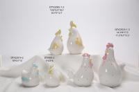 Ensemble de figurines en céramique de ferme de Pâques - Coq, poule et poussin colorés en porcelaine pour la décoration de la maison et de la cuisine