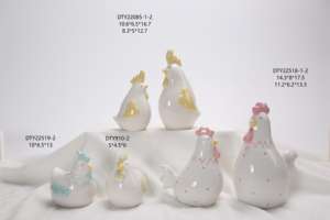 Ensemble de figurines en céramique de ferme de Pâques - Coq, <span class=keywords><strong>poule</strong></span> et poussin colorés en porcelaine pour la décoration de la maison et de la cuisine - Product Image 3