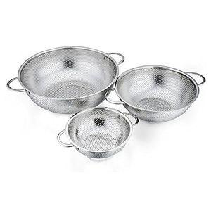 Stainless Steel Colander Kitchen Use Modern Look Design Simple Care Heat Resistant Fine <b>Mesh</b> <b>Strainer</b> Daily Cooking Food Grade - Product Image 1