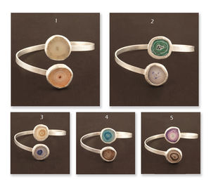 Ravishing Collection Brass <b>Silver</b> Plated Adjustable Open <b>Bracelet</b> Genuine Solar Quartz Double Stone Statement Bangle <b>Bracelet</b> - Product Image 2