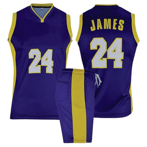 Ensemble de maillots de basket-ball 2 pièces légers pour hommes Uniforme adulte sans manches respirant avec techniques imprimées grande taille - Product Image 1