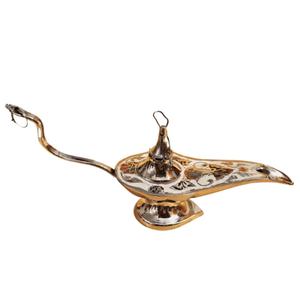 Lámpara de Aladino decorativa de latón de alta calidad con grabado multicolor y acabado pulido para decoración del hogar Metal Aladdin Chirag - Product Image 1