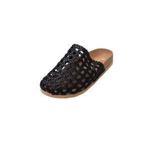 Sabots et mules en cuir véritable tressé légers et respirants pour femmes, sandales plates à enfiler, décontractées, pour l'été, intérieur et extérieur - Product Image 2