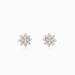 Elegantes Pendientes de Oro con Diamantes en Forma de Petunia - Product Image 4