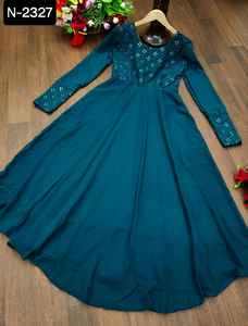 ชุดกาวน์ปักลาย Georgette Anarkali แขนยาวผ้าเรยอนสำหรับผู้หญิงชุดอินเดียปากีสถาน - Product Image 5