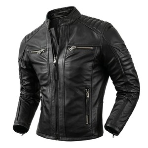 2025 Servicio OEM Chaquetas de cuero Hombres Color negro Hombres Chaqueta de cuero Producto de manga completa Chaqueta de cuero para hombres - Product Image 1