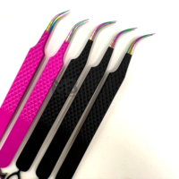 Pince à épiler pour cils de qualité supérieure A+, en acier inoxydable japonais, durable, anti-magnétique, à pointe fine et lisse, avec design cœur incurvé personnalisé