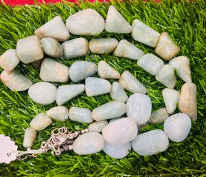 Prêt à expédier collier de perles de pierre d'aigue-marine naturelle pépites lisses perles de culbutage - Product Image 2