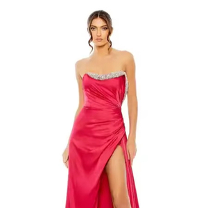 Elegante Floral Aline lujo noche fiesta vestido de baile manga larga con cuentas lentejuelas bordado largo cuerpo forma alta calidad sin tirantes - Product Image 1