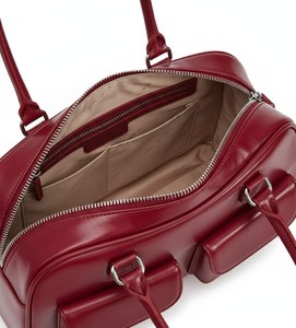 กระเป๋าสะพายไหล่ผู้หญิงหนังแท้สีแดงเชอร์รี่สไตล์เรโทร Y2K ลายลูกกวาด กันน้ำ มีซิป ช่องใส่ของด้านหน้าคู่ สำหรับการเดินทางในชีวิตประจำวัน - Product Image 5