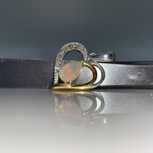 Colgante en forma de corazón de plata 925 con diamante de ópalo etíope Natural, joyería cristiana religiosa de latón Vintage para niños - Product Image 4