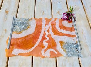 REFER MEJOR BANDEJA DE RESINA MODERNA HECHA A MANO Elegante bandeja redonda desechable ecológica para servir y peinar el hogar - Product Image 5