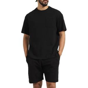 Conjunto de Camisa y Pantalón Corto de Verano para Hombre, con Logotipo Personalizado, Informal, de Dos Piezas, Holgado, Transpirable, de Algodón Tejido Estampado - Product Image 1