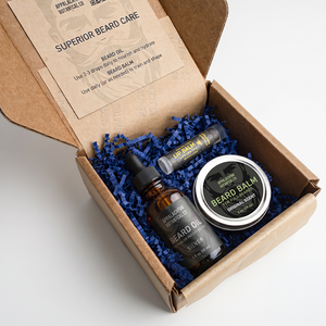Ensemble de soins pour barbe ABCo Silver : Huile à barbe (2 oz) & Baume à barbe (2 oz) - Extraits botaniques & Huiles essentielles, Sans cruauté animale - Product Image 1