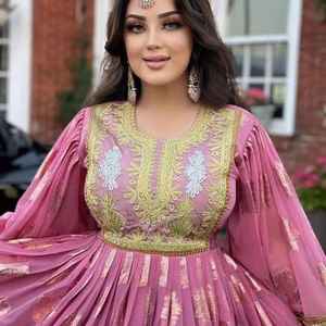 Vestido informal de terciopelo bordado Afghani Kuchi para mujer a la moda, encaje hasta el suelo, ropa de fiesta de boda tradicional Vintage - Product Image 3