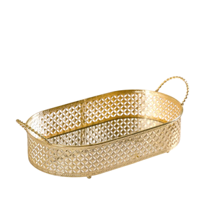 Plat de service élégant en laiton, forme personnalisée, doré, pour fruits, salades, collations, pour la maison, les mariages, les hôtels, utilisation sur table - Product Image 1