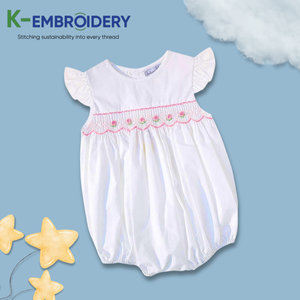 เสื้อผ้าเด็กคุณภาพสูง-จั๊มสูทสำหรับเด็กลายดอกไม้สีชมพูสีขาวสวยงามชุดเพลย์สูทและบอดี้สูทสำหรับฤดูร้อน - Product Image 2