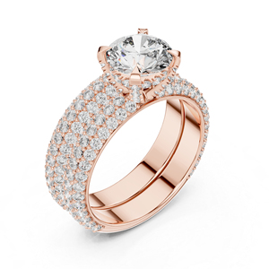 Bague solitaire en or rose 14 carats avec diamant rond pour femmes |    Collection de mariage |   Nouveau diamant cultivé - Product Image 5