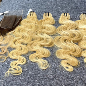 Extensions de Cheveux Humains Vierges Vietnamiens Trame Unique Style Super Vague Ondulé Corps Blonde Couleur Usine Hairvietnam - Product Image 4
