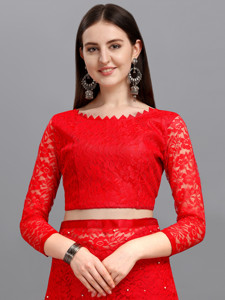 Bollywood Net Saree chemisier non cousu avec pakistanais auto-conception hiver fête porter mariage Sari en gros - Product Image 3