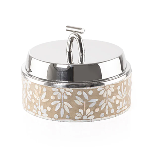 Casserole en bois de luxe en nacre florale beige faite à la main en acier inoxydable Buffet Hotpot & Food Server - Product Image 1