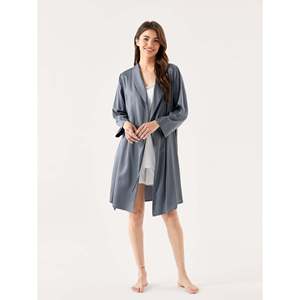 Premium Women's Bamboo Silk Lounge <b>Robe</b> <b>Satin</b> Spandex Breathable Soft Customizable Logo Drawstring for Spring Winter - Product Image 4