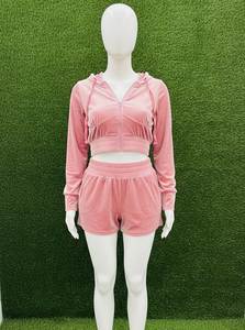 <b>Pink</b> Women's Canvas Vintage <b>Crop</b> Shirt Set Half Sleeve Shorts Solid Color Breathable Sportswear Casual Outfit Plus Size - Product Image 6