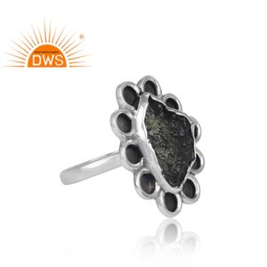 Mejor Venta de plata esterlina natural en bruto moldavita piedra preciosa anillo apilable joyería fabricante - Product Image 3