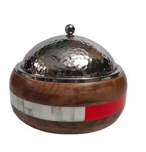 Elegant Stainless Steel Chafing Dish with Decorative Dome Lid and Gold Wire Basket Base Perfect for Catering and Events - Product Image 5