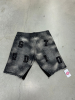 Shorts en jean 100 % personnalisés pour hommes, style urbain, respirants, écologiques, avec strass et cristaux latéraux – Grande Vente