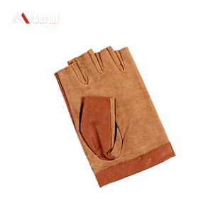 Gants de conduite en cuir demi-doigts respirants antidérapants rembourrés séchage rapide légers unisexes toutes saisons - Product Image 3