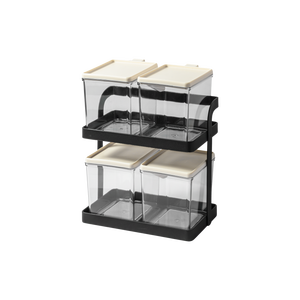 Portaspezie da Parete a Due Livelli in Metallo Verniciato a Polvere Salvaspazio con 4 Barattoli per Organizzazione Cucina - Product Image 3