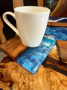 Custom Resin <b>Coaster</b> Set, Personalized Round Epoxy <b>Drink</b> <b>Coasters</b> with Glitter or Flowers, Creative Stone Gifting Idea - Product Image 3